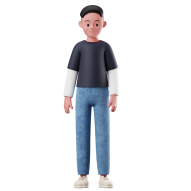 Standing 3D Male Character Pose Illustration Style 3