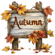 The Fall October Autumn Wooden Signs Clipart (10)