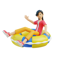 Travel Adventure Character 3D Illustration Female with Floating Ring