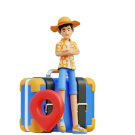 Travel Adventure Character 3D Illustration male wear a hat