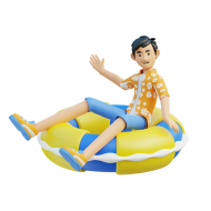 Travel Adventure Character 3D Illustration male with Floating Ring