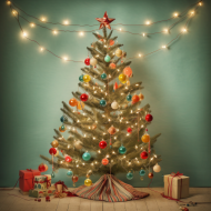 Whimsical Retro Christmas Tree Festive Season Background (5)